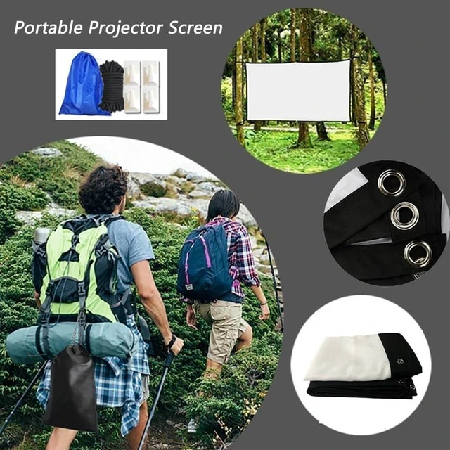 Alt view image 2 of 7 - Projector Screen 72-300inch, Portable Foldable Anti-Crease Projector Movie Screen 16:9 HD for Home Theater Indoor Outdoor(200 inch)