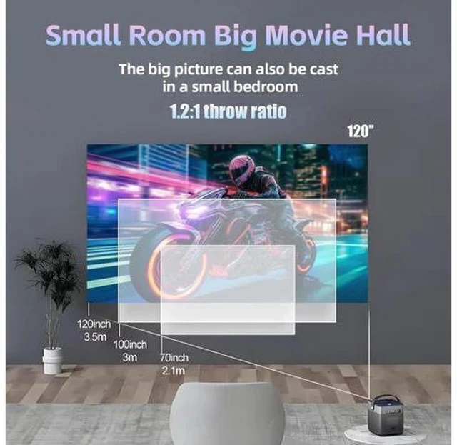 Alt view image 5 of 7 - Movie Projector with Android System, 1080P Full HD Smart Video Projector with WIFI and Bluetooth for Inside and Outside, Compatible with phone/ Laptop/TV Stick/USB Drive/Game/Audio, Graphite