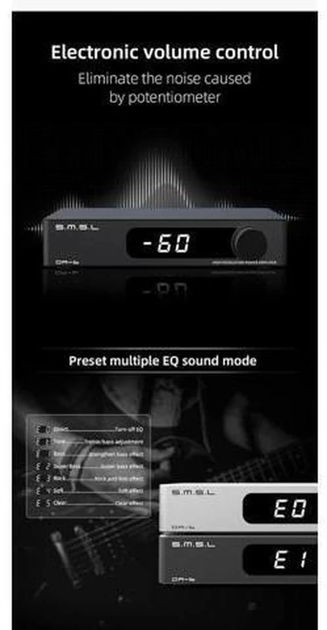 Alt view image 4 of 4 - DA-6 Power Amplifier Mini High Resolution DA6 Amp 70W*2 with Remote Control(Silver)