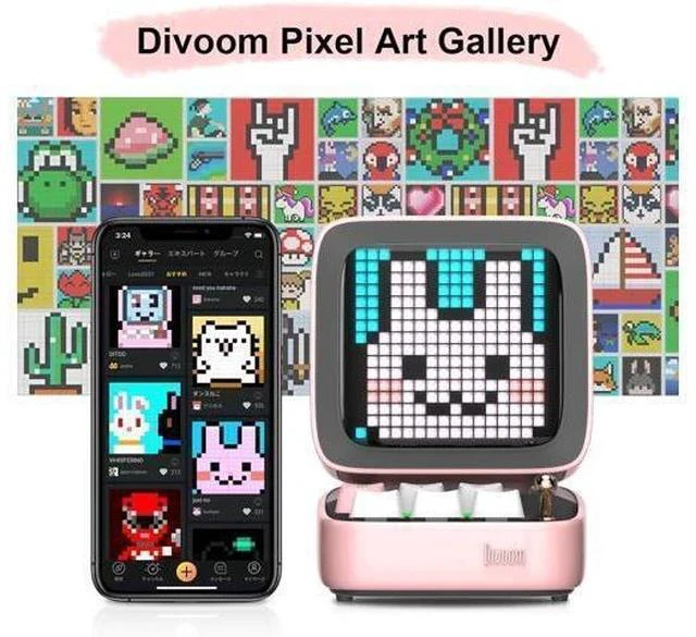 Alt view image 5 of 7 - Divoom Ditoo Retro Pixel Art Game Bluetooth Speaker with 16X16 LED App Controlled Front Screen (Pink)
