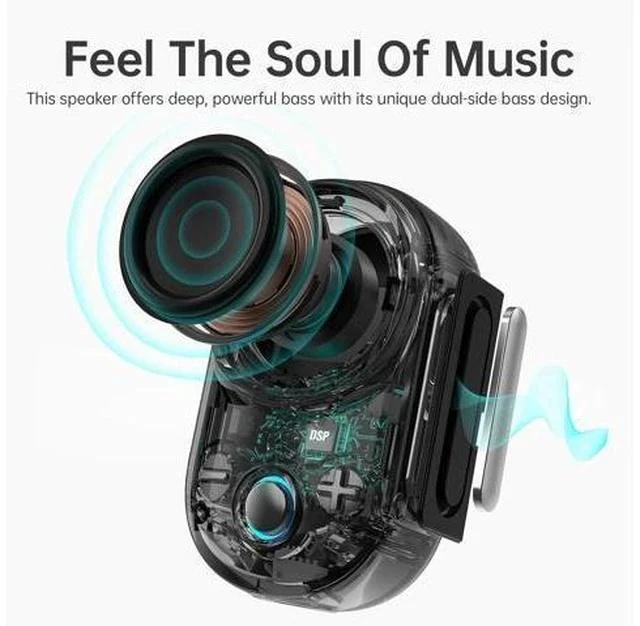 Alt view image 4 of 7 - Divoom Itour-S Portable Mini Wearable Bluetooth Speaker, Big Audio and Punchy Bass,Clip-On Design, IP67 Waterproof and Dustproof,10 Hours Playtime,Speaker for Home Travel Office and Outdoors (Black)