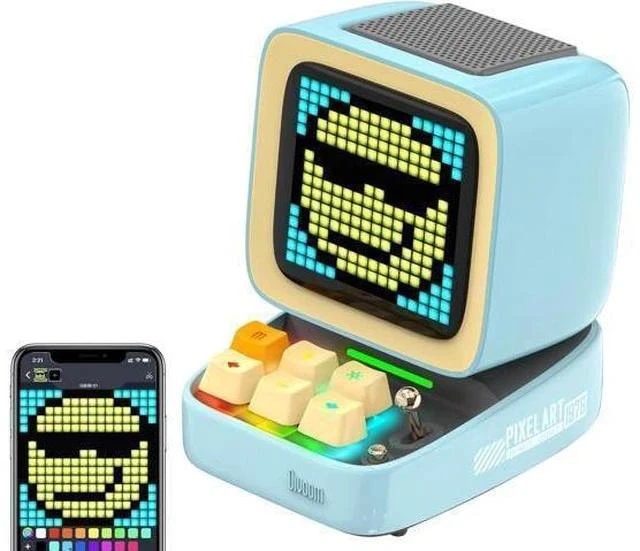 Main image of Divoom Ditoo Retro Pixel Art Game Bluetooth Speaker with 16X16 LED App Controlled Front Screen (Blue) \u2026