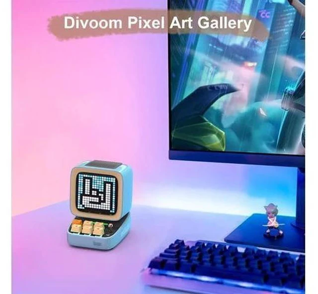 Alt view image 2 of 7 - Divoom Ditoo Retro Pixel Art Game Bluetooth Speaker with 16X16 LED App Controlled Front Screen (Blue) \u2026