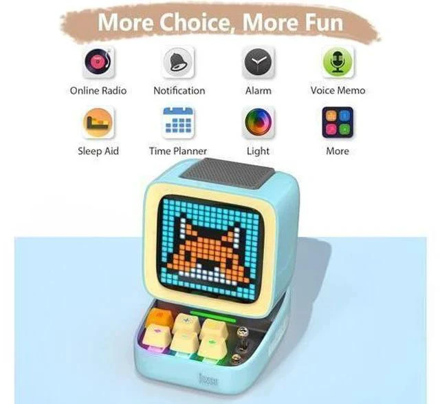 Alt view image 7 of 7 - Divoom Ditoo Retro Pixel Art Game Bluetooth Speaker with 16X16 LED App Controlled Front Screen (Blue) \u2026