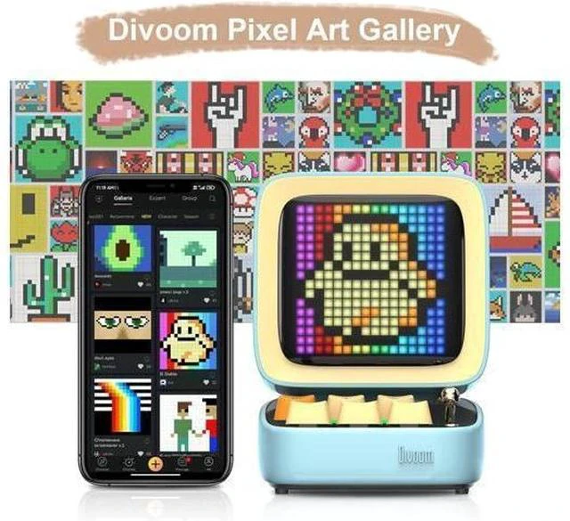 Alt view image 6 of 7 - Divoom Ditoo Retro Pixel Art Game Bluetooth Speaker with 16X16 LED App Controlled Front Screen (Blue) \u2026