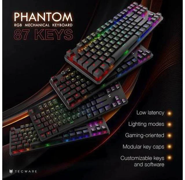 Main image of TECWARE Phantom 87 Key Mechanical Keyboard, RGB led, Outemu RED Switch