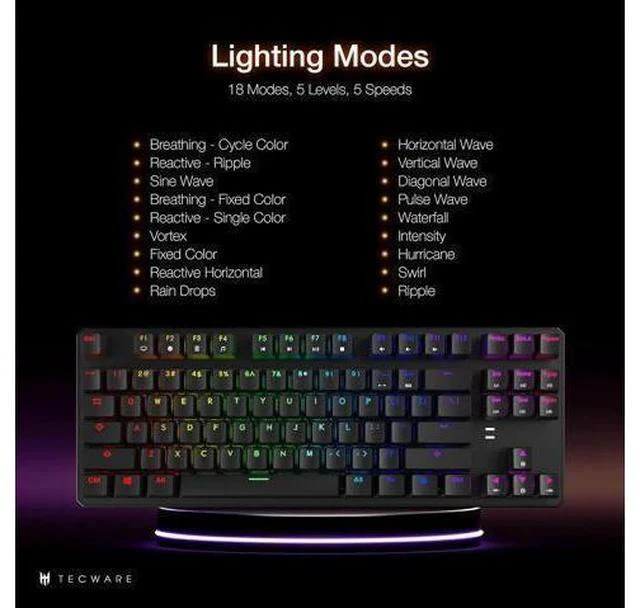 Alt view image 5 of 5 - TECWARE Phantom 87 Key Mechanical Keyboard, RGB led, Outemu RED Switch