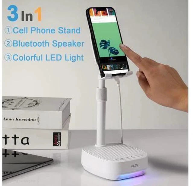 Alt view image 2 of 7 - OLES Gifts for Men Dad, Cell Phone Stand with Wireless Speaker, Birthday Gifts for Men, Gifts Him, Phone Holder for iPhone/Android/Tablet, Unique Gifts for Dad Him Mom, Women Gifts