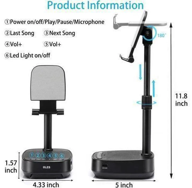 Alt view image 7 of 7 - OLES Gifts for Men Him, Cell Phone Stand with Wireless Speaker(7-11Height), Birthday Gifts for Men, Gifts Him, Phone Holder for iPhone/Android/Tablet, Unique Gifts for Dad Him Mom, Women Gifts