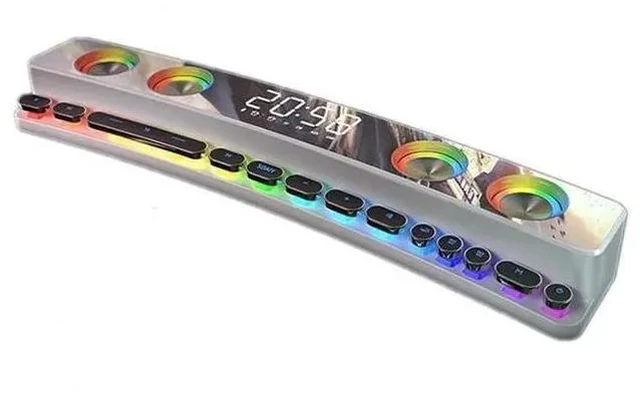 Main image of WISDUM Bluetooth Speaker Wireless Game Speaker soundbar USB 3D Stereo Subwoofer AUX FM Home Clock Indoor Bluetooth Sound Bar Computer Loudspeaker 3600mAh RGB PC Gaming Speaker with Wireless Bluetooth