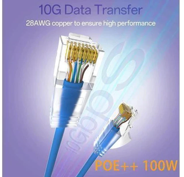 Alt view image 2 of 7 - Cat6a Patch Cables 0.5ft (24 Pack) Slim, Cat6 Ethernet Patch Cable Pure Copper, Flexible Cat 6 Patch Cable 550MHZ 10G, Space-Saving Cat 6A Network Cables for Patch Panel, 0.5ft Blue