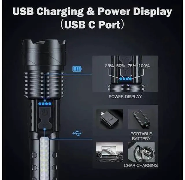 Alt view image 6 of 7 - Cinlinso Flashlight High Lumens Rechargeable 2 Pack, 980000 Lumen Super Bright Led Flashlights with 7 Light Modes, IPX6 Waterproof, Powerful Handheld Flash Light for Camping Home Emergencies