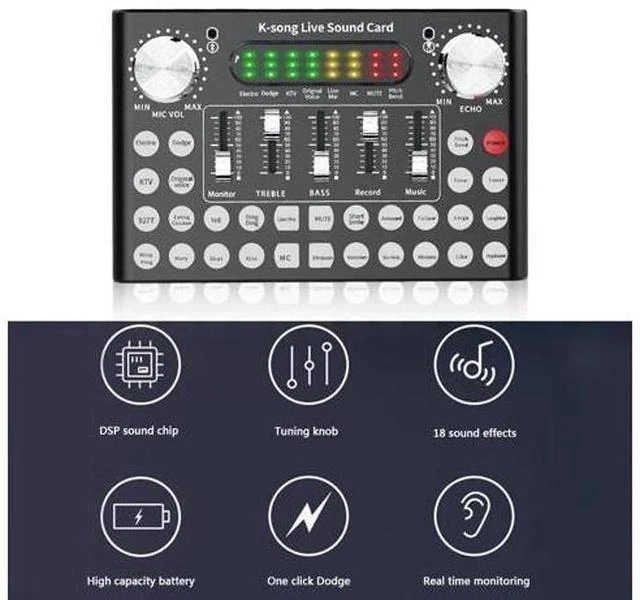 Alt view image 7 of 7 - Bluetooth Webcast Sound Card Practical Headset Microphone KTV Live Streamer Portable Audio Cards