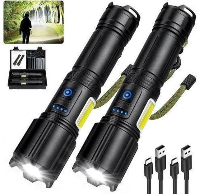 Main image of Rechargeable Flashlights High Lumens 2 Pack 900 000 Lumen Super Bright Flashlight Led Flash Light 7 Modes with COB Work Light IPX6 Waterproof for Outdoor Camping Hiking