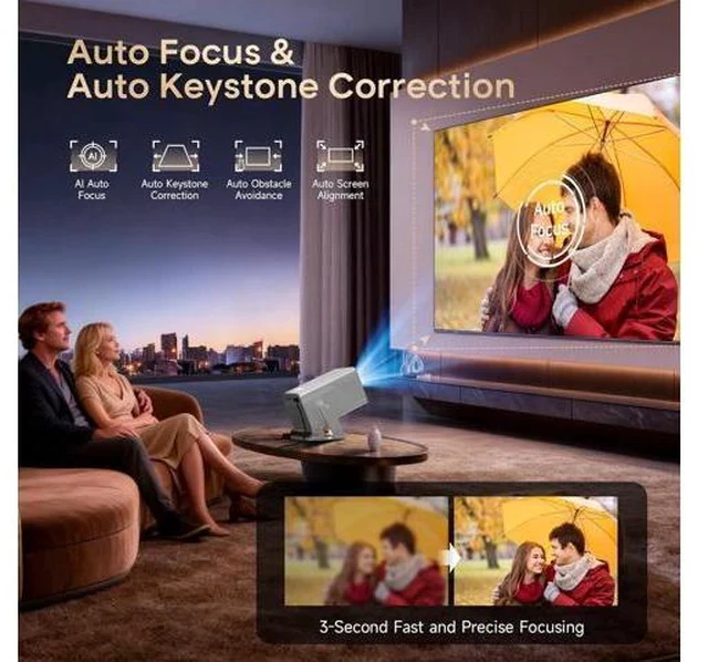 Alt view image 2 of 7 - Smart Projector 8K&4K Support, Portable Mini Projector with WiFi 6 and Bluetooth 5.4, 800ANSI, Auto Focus & Obstacle Avoidance,1080P Movie Proyector for Home Bedroom Outdoor