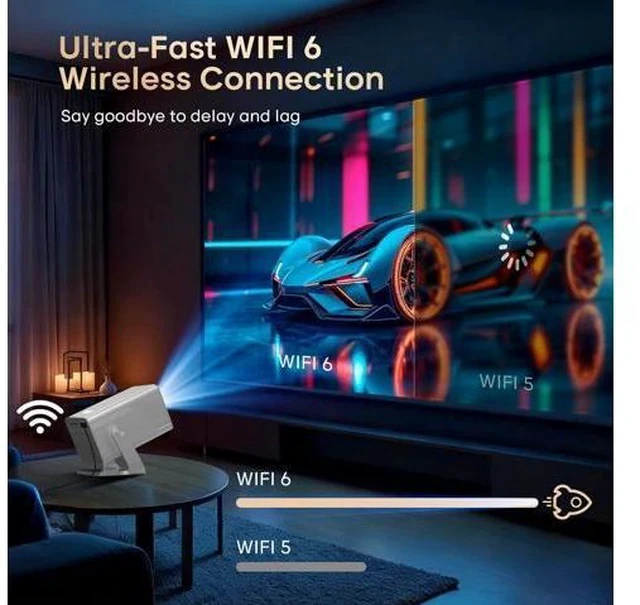 Alt view image 6 of 7 - Smart Projector 8K&4K Support, Portable Mini Projector with WiFi 6 and Bluetooth 5.4, 800ANSI, Auto Focus & Obstacle Avoidance,1080P Movie Proyector for Home Bedroom Outdoor