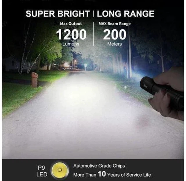 Alt view image 2 of 7 - WUBEN L50 Rechargeable Flashlights, USB tactical flashlights 1200 high lumens, Super Bright IP68 Waterproof LED flashlights, EDC Pocket Flashlights 5 Modes for Emergency, Rescue, Inspection, Hunting