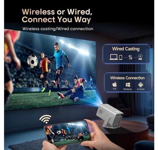 Alt view image 7 of 7 - Smart Projector 8K&4K Support, Portable Mini Projector with WiFi 6 and Bluetooth 5.4, 800ANSI, Auto Focus & Obstacle Avoidance,1080P Movie Proyector for Home Bedroom Outdoor