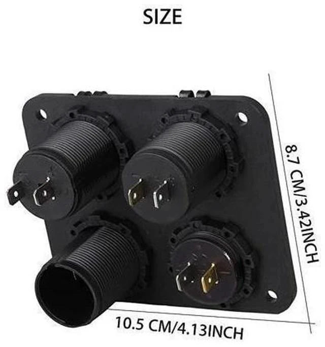Alt view image 6 of 7 - 4 in 1 Charger Socket Panel 12V 42A Dual USB Charger Socket Power Outlet LED Voltmeter Cigarette Lighter Socket LED Lighted ON Off Rocker Toggle Switch for Car Marine Boat RV Truck