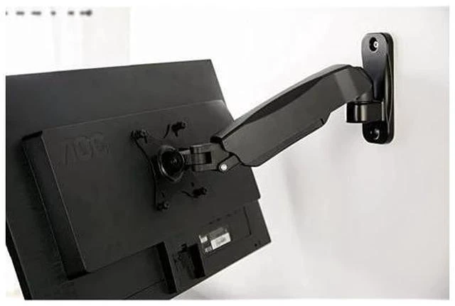 Alt view image 7 of 7 - Black Height Adjustable Pneumatic Arm Single Monitor Wall Mount Full Motion Articulating | fits 17 to 27 inch Screen MOUNTV001A