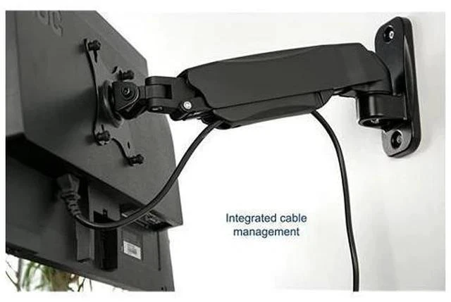 Alt view image 5 of 7 - Black Height Adjustable Pneumatic Arm Single Monitor Wall Mount Full Motion Articulating | fits 17 to 27 inch Screen MOUNTV001A
