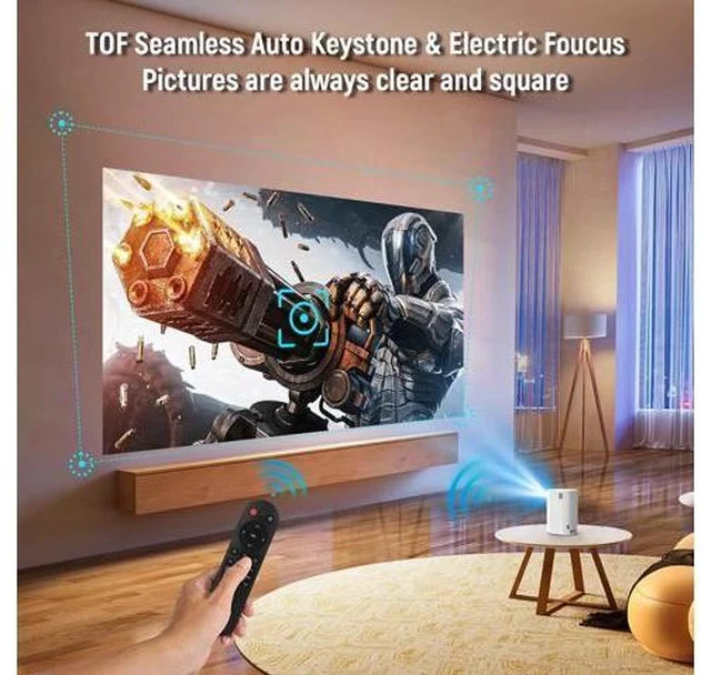 Alt view image 4 of 7 - Mini Portable Movie Projector with WiFi and Bluetooth, 4K 1080P Support, 180° Rotatable 130'' Screen, Auto Keystone Compatible with HDMI/USB/Smartphone/PC/Laptop M-P6