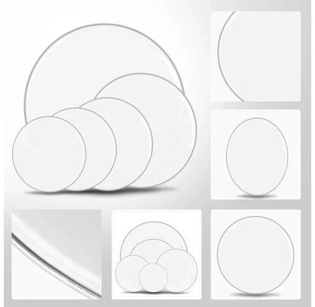 Alt view image 3 of 7 - 5 Pieces Drum Heads, 12" 13" 14" 16" 22" PET Drum Head Set, Standard Drumhead Pack Fit for Rock & Metal - White