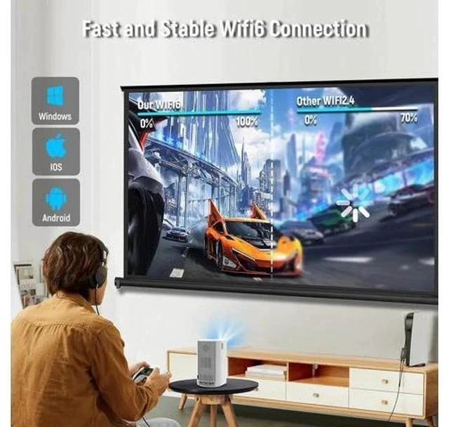 Alt view image 7 of 7 - Mini Portable Movie Projector with WiFi and Bluetooth, 4K 1080P Support, 180° Rotatable 130'' Screen, Auto Keystone Compatible with HDMI/USB/Smartphone/PC/Laptop M-P6