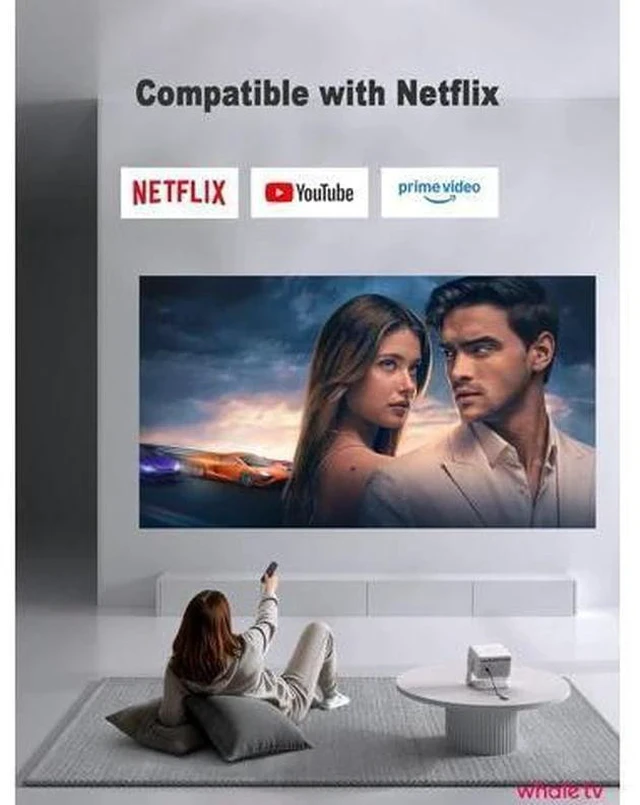 Alt view image 3 of 6 - 4K Smart Projector with WiFi and Bluetooth, Officially-Licensed App & 2000 ANSI,Auto Focus & Keystone Portable Projector with Stand,Outdoor Home Theater Projector