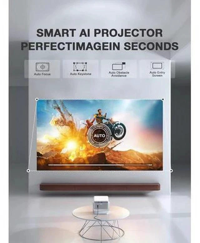 Alt view image 4 of 6 - 4K Smart Projector with WiFi and Bluetooth, Officially-Licensed App & 2000 ANSI,Auto Focus & Keystone Portable Projector with Stand,Outdoor Home Theater Projector