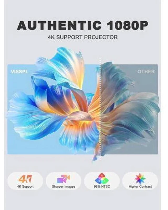 Alt view image 5 of 6 - 4K Smart Projector with WiFi and Bluetooth, Officially-Licensed App & 2000 ANSI,Auto Focus & Keystone Portable Projector with Stand,Outdoor Home Theater Projector