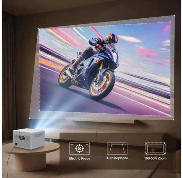 Alt view image 2 of 7 - Mini Portable Movie Projector with WiFi and Bluetooth, 4K 1080P Support, 180° Rotatable 130'' Screen, Auto Keystone Compatible with HDMI/USB/Smartphone/PC/Laptop M-P7