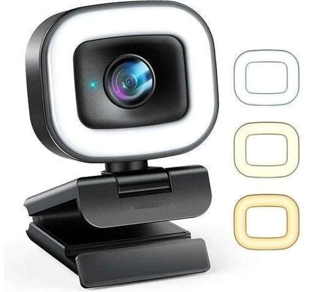 Alt view image 5 of 6 - 60FPS Streaming Webcam with Adjustable Ring Light, Jelly Comb Auto-Focus HD 60FPS, 1080P Web Camera with Privacy Cover and Dual Mic for YouTube, Skype, Zoom, Twitch, OBS, Xsplit and Video Calling, W15
