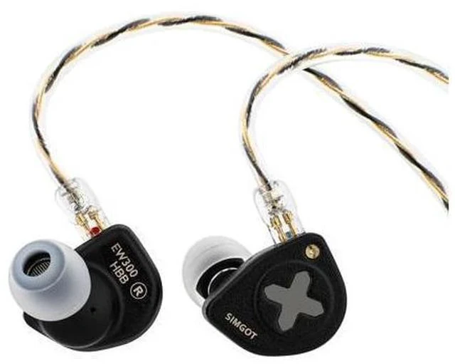 Main image of SIMGOT EW300 1DD+1Planar+1PZT Hybrid Driver in Ear Monitor, Wired Earbuds IEM, Gaming Earbuds with Detachable Nozzles, Silver-Plated OFC IEM Cable for Audiophile Musician (EW300 HBB)