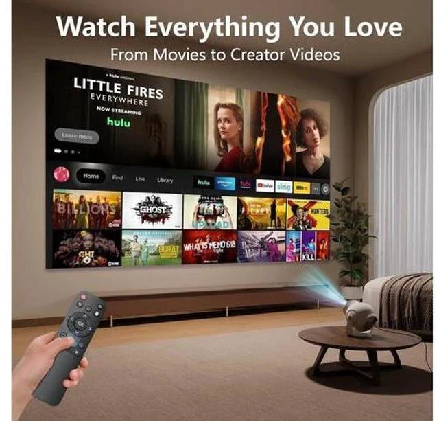 Alt view image 3 of 7 - Smart Mini Projector with Android 14 OS, 1080P/4K/8K Video Decoding, WiFi 6 & Bluetooth 5.4, 270° Rotatable Stand, Auto Vertical Keystone, Portable Proyector for Bedroom & Home Entertainment