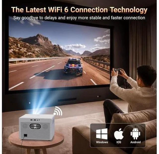 Alt view image 7 of 7 - Mini Portable Movie Projector with WiFi and Bluetooth, 4K 1080P Support, 180° Rotatable 130'' Screen, Auto Keystone Compatible with HDMI/USB/Smartphone/PC/Laptop M-P7