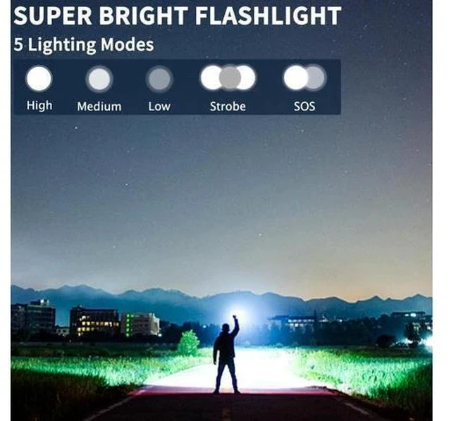 Alt view image 2 of 7 - Flashlights High Lumens Rechargeable, 2Pack Rechargeable Flashlights, 990000lm Super Bright Flashlight, 5Mode Tactical Flashlights High Lumens, LED Flashlight High Powered, Waterproof Flash Light LED