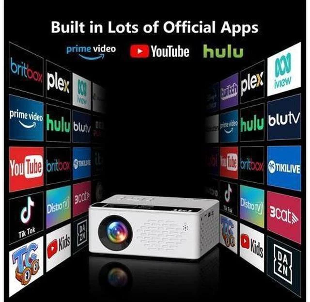 Alt view image 7 of 7 - 1080P Full HD Portable Mini Projector, Upgraded Bluetooth Movie Projector with Screen, Compatible with TV Stick Smartphone/HDMI/USB, Indoor & Outdoor Use built in Apps