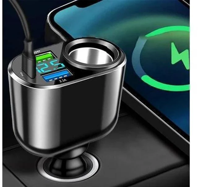 Alt view image 6 of 7 - 4 in 1 USB C Car Charger Multi USB Cigarette Lighter Adapter Socket Splitter with 4 Ports USB Type C PD Fast Car Charger SD Adapter for All Device Charging iOS & Android Cell Phones
