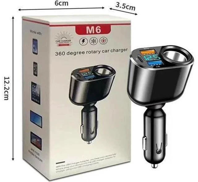 Alt view image 7 of 7 - 4 in 1 USB C Car Charger Multi USB Cigarette Lighter Adapter Socket Splitter with 4 Ports USB Type C PD Fast Car Charger SD Adapter for All Device Charging iOS & Android Cell Phones