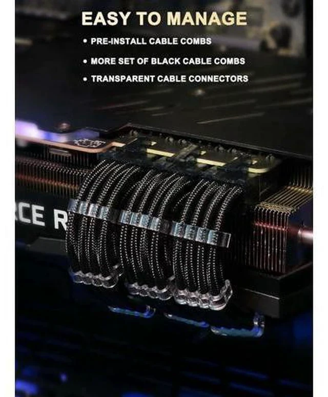 Alt view image 4 of 7 - PSU Cable Extension Kit Customed PC Power Supply Extend Mod 16AWG with 24 Pin ATX × 1/8 Pin EPS × 1/ Gold-Plated 8Pin Pcie × 2,Soft Nylon Braided Black