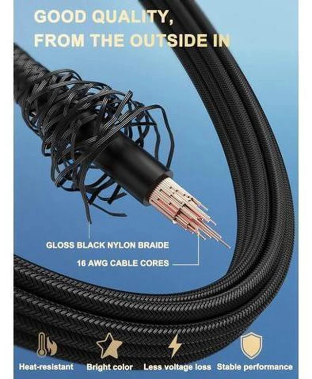 Alt view image 5 of 7 - PSU Cable Extension Kit Customed PC Power Supply Extend Mod 16AWG with 24 Pin ATX × 1/8 Pin EPS × 1/ Gold-Plated 8Pin Pcie × 2,Soft Nylon Braided Black