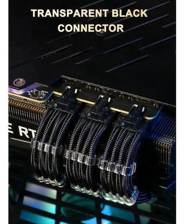 Alt view image 6 of 7 - PSU Cable Extension Kit Customed PC Power Supply Extend Mod 16AWG with 24 Pin ATX × 1/8 Pin EPS × 1/ Gold-Plated 8Pin Pcie × 2,Soft Nylon Braided Black