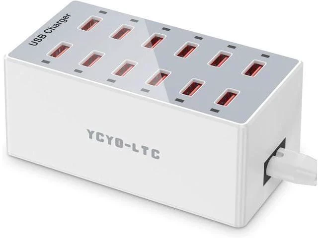 Main image of USB Charger 12-Ports USB Charging Station for Multiple Devices USB Wall Charger Power Hub Strip Smart Plug Charging Dock Block for iPhone Xs/XR,iPad,iPod,Galaxy S9/S8,Laptops and Smart Phones 60W