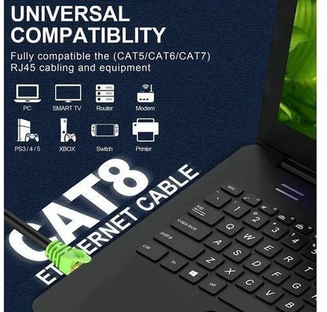 Alt view image 6 of 7 - Cat8 Ethernet Cable 50Ft S/FTP Outdoor&Indoor Heavy Duty High Speed Cat8 LAN Network Cable 40Gbps 2000Mhz with Gold Plated RJ45 Connector Weatherproof Resistant for PC