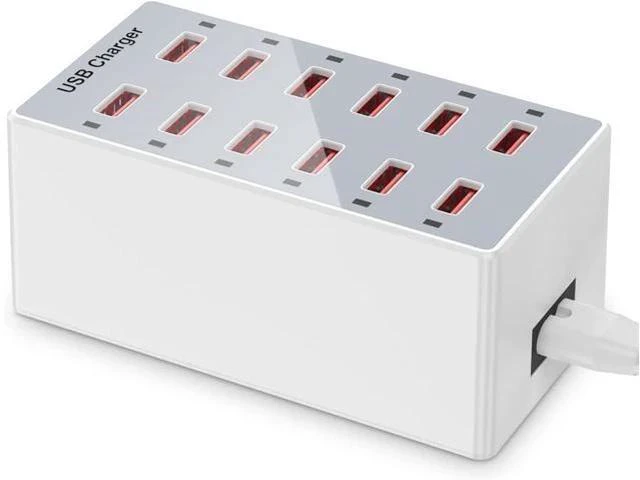 Main image of USB Charger 12-Ports USB Charging Station for Multiple Devices USB Wall Charger Power Hub Strip Smart Plug Charging Dock Block for iPhone Xs/XR,iPad,iPod,Galaxy S9/S8,Laptops and Smart Phones 60W