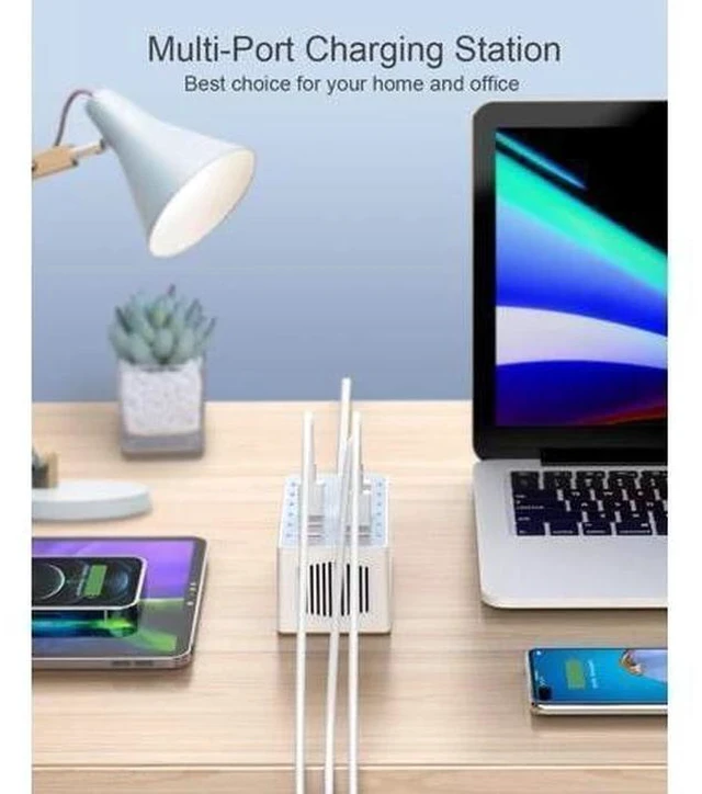 Alt view image 3 of 7 - USB Charger 12-Ports USB Charging Station for Multiple Devices USB Wall Charger Power Hub Strip Smart Plug Charging Dock Block for iPhone Xs/XR,iPad,iPod,Galaxy S9/S8,Laptops and Smart Phones 60W