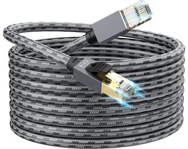 Alt view image 2 of 7 - SNANSHI 150 ft Ethernet Cable, CAT 8 Heavy Duty 26AWG Nylon Braided High Speed Cat8 Network LAN Patch Cord, 40Gbps 2000Mhz SSTP Double Shielded Cat8 Ethernet Cable RJ45 Cable