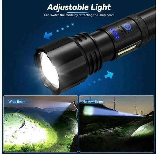 Alt view image 5 of 7 - Rechargeable Flashlight 2 Pack 900000 High Lumens Super Bright Flash Light 7 Modes with COB Work Light IPX6 Waterproof Powerful Handheld LED Flashlights for Camping Hiking