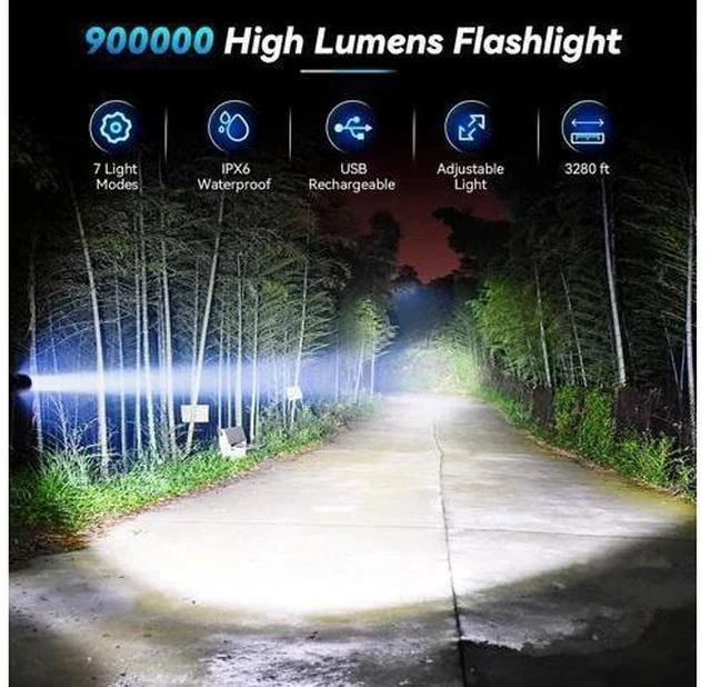 Alt view image 2 of 7 - Rechargeable Flashlight 2 Pack 900000 High Lumens Super Bright Flash Light 7 Modes with COB Work Light IPX6 Waterproof Powerful Handheld LED Flashlights for Camping Hiking